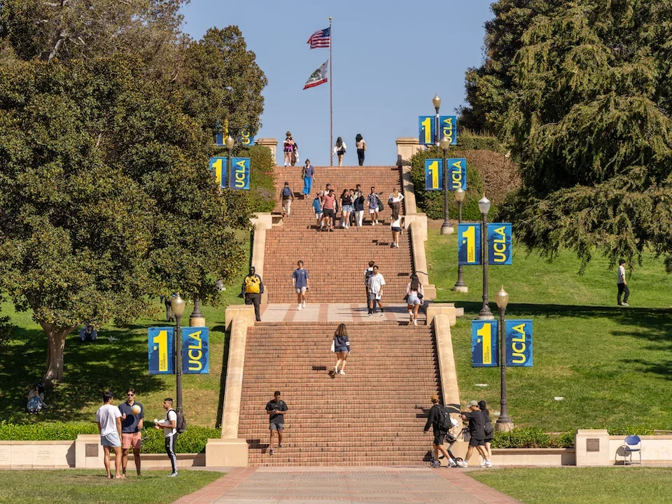 An outdoor staircase on UCLA's main campus.